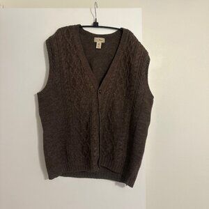 Vintage LL Bean Sweater Vest Men Large Brown Lambswool Made in Scotland
